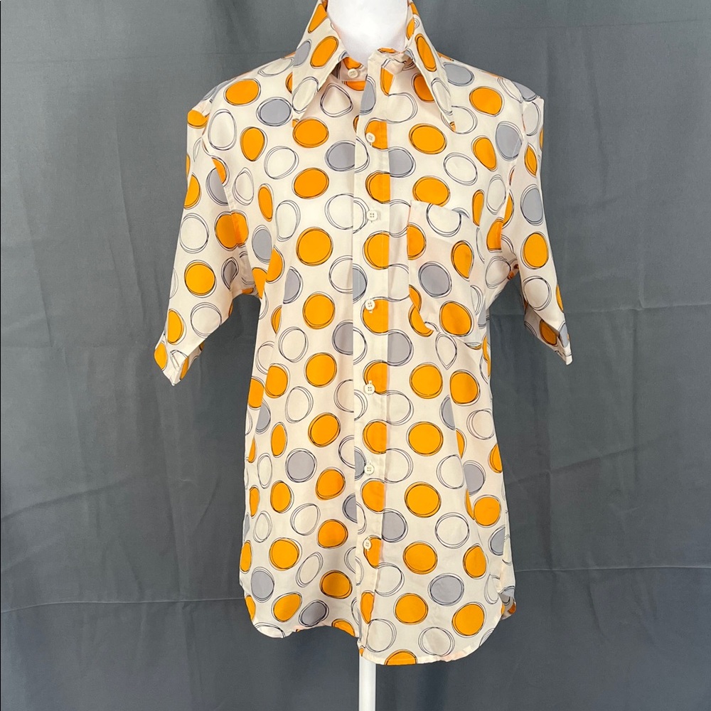 Stylish Orange and Gray Polka Dot Men's Shirt